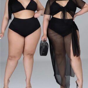 Black Bikini and Sheer Cover-Up Set